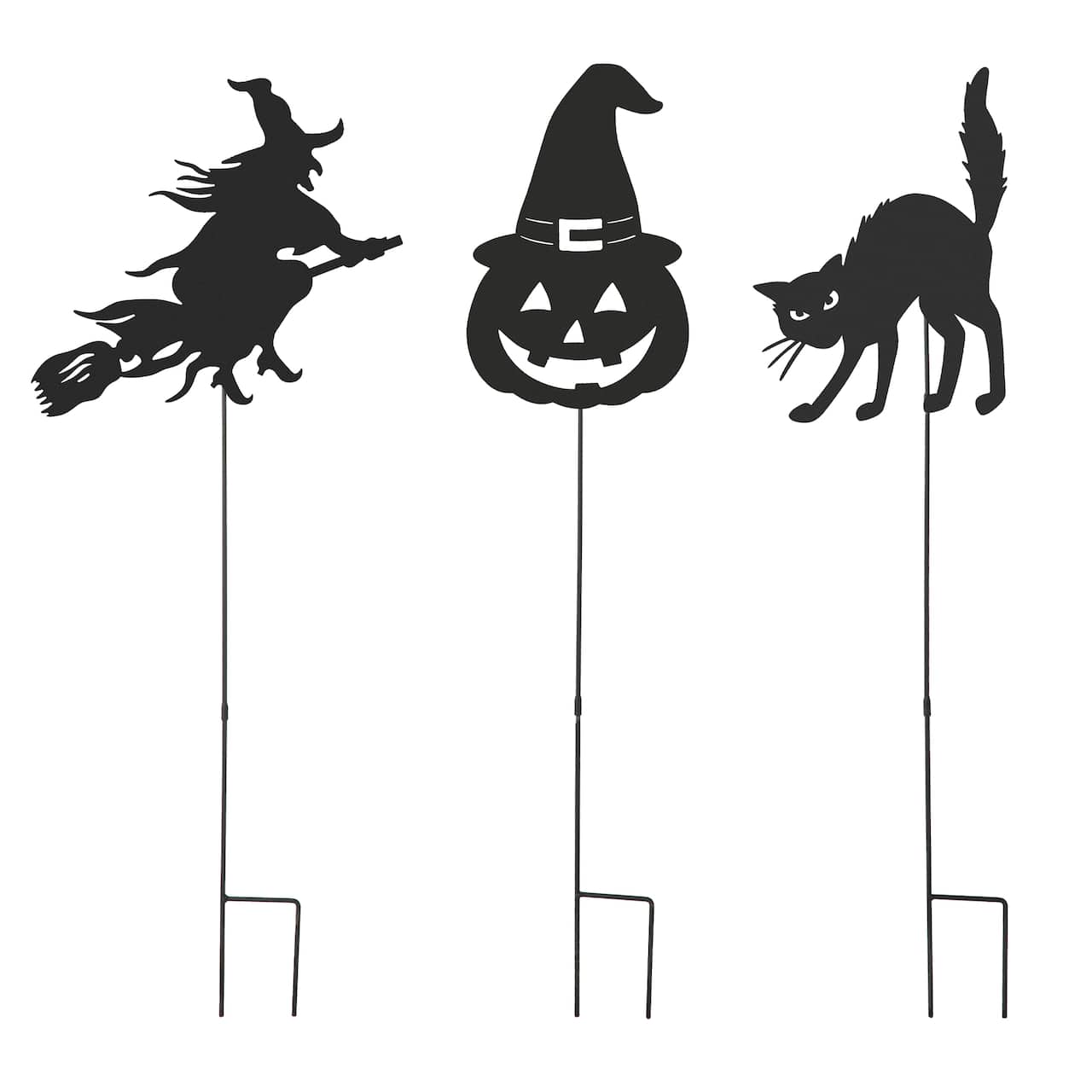 Glitzhome® 36" Halloween Metal Silhouette Yard Stake Or Hanging Décor Set